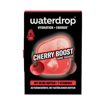 751291 waterdrop Microdrink Hydration plus Energie Cherry Boost, Getraenkewuerfel mit natuerlichem Koffein und Vitaminen, ohne Zucker, 8.4g